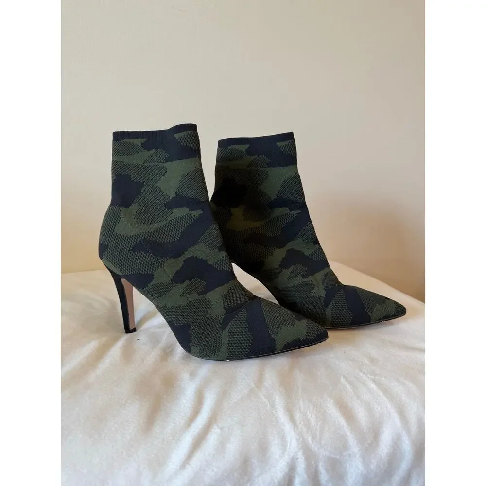 MIA McKinley Ankle Booties Boots Women's Size 9 Green Camouflage Stiletto Heel